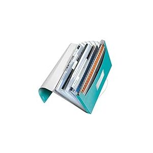 Leitz – Classeur Ménager, Trieur à Soufflets 6 Compartiments, 250 Feuilles A4, Fermeture Élastique, Rangement Documents Bureau École Maison, Plastique Souple, Menthe WOW, 45890051