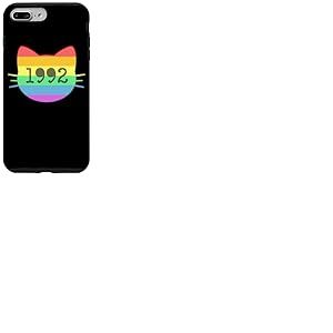 Chat né en 1992 Ans Anniversaire Maman de chat Papa de chat Coque pour iPhone 7 Plus/8 Plus