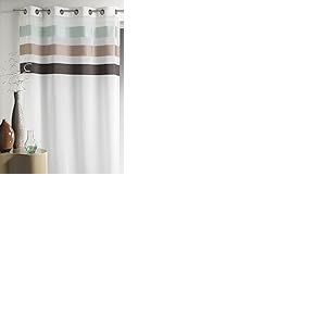 Homemaison - Voilage en &Eacute;tamine Fantaisie &agrave; Rayures Horizontales - Polyester - 8 &OElig;illets &Oslash; 4 cm - Rideaux Tamisants pour Salon, Chambre, Cuisine - 140 x 260 cm - Prune