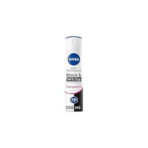 NIVEA Déodorant Spray Black & White Invisible (1 x 250 ml), déodorant femme anti-traces blanches et jaunes, anti-transpirant anti odeur & humidité, protection efficace 72 h, sans alcool