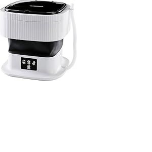 CLEANmaxx Mini machine &agrave; laver id&eacute;ale pour les d&eacute;placements | Machine &agrave; laver mobile avec 2 programmes de lavage et un essorage | Pliable et silencieuse | Pour jusqu'&agrave; 1 kg de linge | Convient pour le
