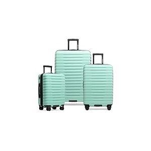 &Eacute;tats-Unis Traveler Boren Valise de Voyage Rigide en Polycarbonate Robuste avec 8 Roues pivotantes et poign&eacute;e en Aluminium, Menthe, 3-Piece Set, USB Port in Carry-on