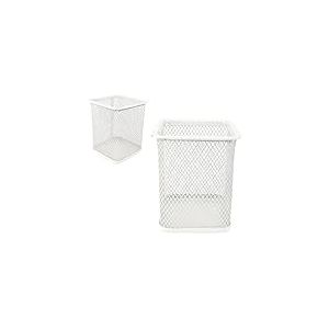 LEVIATAN - Lot de 2 - Carafe à crayons en métal carré | Porte-stylo dés en métal métallique | Mesh Tasse multifonction pour stylo à bille couleur nacre