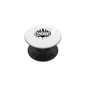 Chicago City Skyline Graffiti Street Art Souvenir de voyage PopSockets PopGrip Adhésif