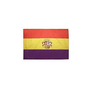 AZ FLAG - Drapeau Espagnol Républicain avec écusson - 150x90 cm - Drapeau Espagne Républicaine 100% Polyester Avec Fourreau et cordelette - Pavillon 110 g