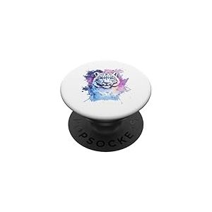 Léopard des neiges, animal léopard blanc, visage de léopard des neiges PopSockets PopGrip Adhésif