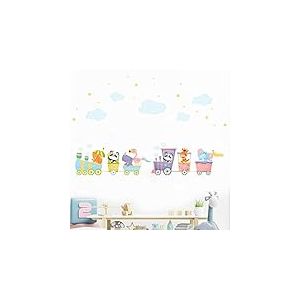 Stickers muraux enfants - Decoration chambre b&eacute;b&eacute; - Stickers muraux enfant - Sticker mural scandinave - Autocollant mural Animaux de la jungle cap vers l&rsquo;aventure - H120 x L180 cm