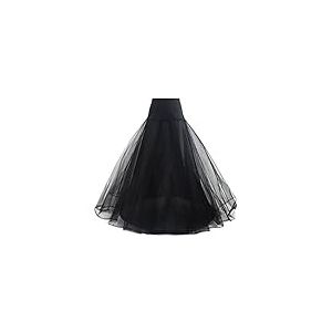 TUKA élastique Jupon de Qualité, 1 Cerceau, 2 Couches, avec Lacet, Jupon de Mariée, Design Crinoline pour Robes de Mariée Robes de soirée, Taille Unique, pour Taille 32-42, Noir, TKB0019 Black