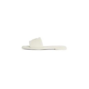 Tommy Hilfiger Sandales Femme Logo Hardware Leather Mules, Ivoire (Muslin), 36
