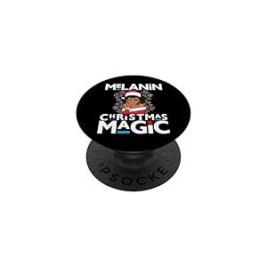 Fa&ccedil;ade Noire en Dentelle Naturelle Mrs Clause Melanin Christmas Magic PopSockets PopGrip Adh&eacute;sif