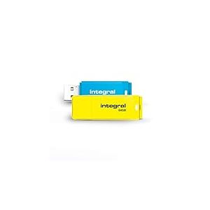 Integral 64GB Neon USB 2.0 Clé USB Pack 2 (Bleu/Jaune)
