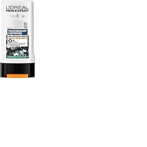 L'Or&eacute;al Men Expert - Gel Douche Cr&egrave;me Hypoallerg&eacute;nique pour Homme - Hydrate & Nettoie - Enrichi en Magn&eacute;sium Min&eacute;ral - Pour Peaux Sensibles - Magnesium Defense - 300 ml