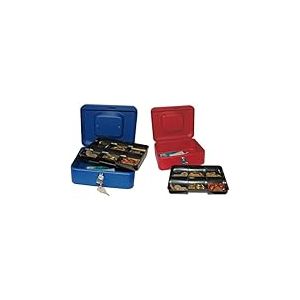 Caisse à Monnaie Reskal Verrouillable en métal 20 x 16 x 9 cm bleue avec Monnayeur et 2 clés inclus & Caisse à Monnaie En métal 9 x 20 x 16 cm rouge