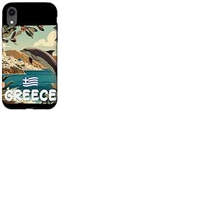 Superbe Costume de Dauphin Grec avec Vue sur la Gr&egrave;ce Coque pour iPhone XR
