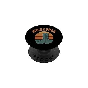 Wild and Free Bottes de Cowboy r&eacute;tro ann&eacute;es 70 PopSockets PopGrip Adh&eacute;sif