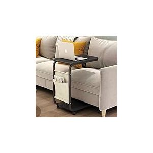 Shally Dogan Table d'appoint auxiliaire pour canap&eacute; et lit avec roulettes pivotantes, Table &agrave; caf&eacute; et Appui, Support Chariot avec Sac de Rangement, id&eacute;al pour Salon, Chambre &agrave; Coucher, Chambre (Noir)