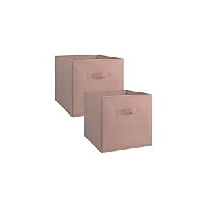 DII Lot de 2 bacs de rangement pliables en tissu non tiss&eacute;, cube organiseur, 33 x 33 x 33 cm, rose mill&eacute;naire