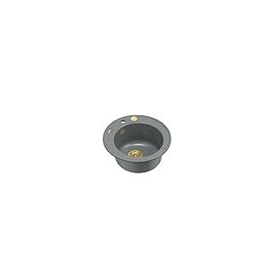 QUADRON évier rond cuisine Gris + Doré Pvd | Taille Ø 51 cm, granit évier en granit | MORGAN 210 évier à encastrer avec trou pour robinet | évier monocuve évier de cuisine