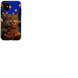 Chat Mignon Mangeant Takoyaki Festival d'hiver Japonais Coque pour iPhone 11