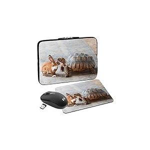 PEDEA Design Housse de Protection pour Ordinateur Portable jusqu'à 17,3 Pouces Motif Lapin et Tortue