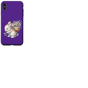 Cottagecore Breloque aquarelle Lapin avec panier de fleurs Coque pour iPhone XS Max