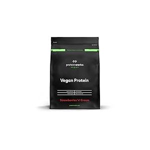 Protein Works - Protéine Végane | 25g de protéines végétales | Qualité première | Shake de protéines végétales | 33 Servings | Fraises à la Crème | 1kg