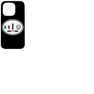 Autocollant ovale pour voiture avec drapeau et blason Italie Coque pour iPhone 15 Pro