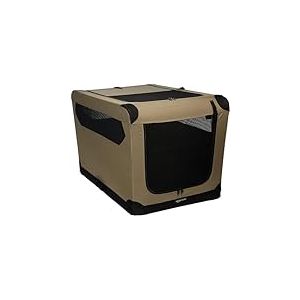 Amazon Basics Niche de voyage pliable à 2 portes pour chien et chat, Brun, taille L 91 cm x 61 cm x 61 cm