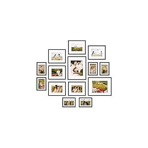 Giftgarden Lot de 14 cadres photo noirs avec passe-partout pour photos de différentes tailles, assortiment de cadres mats comprenant 2 cadres de galerie de 28 x 35,6 cm, 6 cadres de 20,3 x 25,4 cm, 6