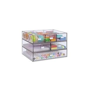 Organiseur empilable à 3 niveaux avec 6 tiroirs, boîte de rangement de bureau en plastique, tiroirs de bureau, rangement amovible, organisateur de fournitures de bureau pour l'école