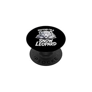 Léopard des neiges endormi Amusant léopard des neiges PopSockets PopGrip Adhésif