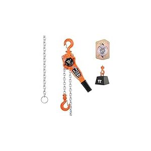 VEVOR Palan &agrave; Cha&icirc;ne &agrave; Levier Manuel, Charge 1 t, avec Cha&icirc;ne en Acier Alli&eacute; G80 de 3 m, Frein M&eacute;canique &agrave; Double Cliquet, Crochets Rotatifs 360&deg;, pour Entrep&ocirc;ts, Chantiers de Construction, Garages
