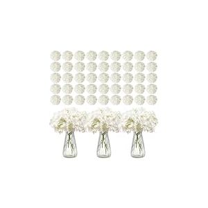 VEVOR Hortensia Artificielle Lot de 305 Fleurs Artificielles 250 mm Bouquets de Fausses Fleurs Aspect Réaliste avec Tête 152,4 mm, pour Décoration Intérieure, Fêtes, Mariages, Centres de Table, Blanc