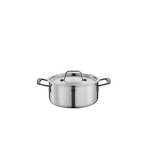 Spring Gourmet Casserole multicouche avec couvercle en acier inoxydable, passe au four, avec graduation intérieure, diamètre 20 cm, hauteur 9 cm, 2,7 l, noire