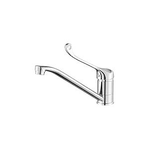 Ibergrif M14453 Bari, Mitigeur d'Evier avec Poignée Médicale, Robinet de Cuisine PMR, Chromé, Argent