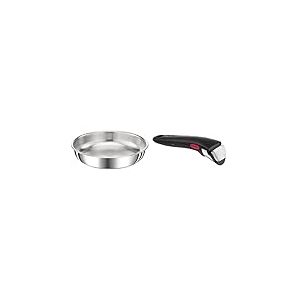 Tefal Ingenio Preference Poêle 24 cm, Empilable, Acier inoxydable, Induction, Polyvalence, Gain de place L9720402 & Ingenio Poignée amovible noire, Empilable, Amovible, Verrouillage sécurité
