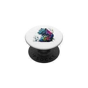 Tête de léopard des neiges, léopard blanc, amateur de léopard des neiges PopSockets PopGrip Adhésif