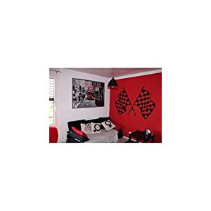 Tatoutex Stickers Drapeau à Damier - Jaune, L 160cm x H 100cm