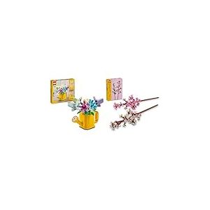 LEGO Creator 3-en-1 Les Fleurs dans l’Arrosoir, Jouet de Chambre d'enfant & Creator Les Fleurs de Cerisier, Composition Florale Artificielle, Décoration de Chambre et Accessoire de Bureau