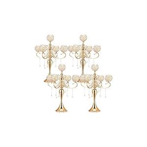 Dandat Lot de 4 bougeoirs en Cristal &agrave; 5 Bras de 65,6 cm pour Centre de Table - pour Table, Mariage, d&icirc;ner
