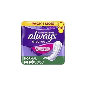 Always Discreet Serviettes Pour Fuites Urinaires Femmes Normal 96 Serviettes Protection Intégrale*. Discrétion Incroyable