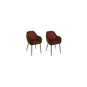 HOME DECO FACTORY, HD0281, Lot de 2 Fauteuils Cotele Scott Terracotta, Softness, Mobilier, Assise, Chaise Fauteuil de Table, 59x85x55,7 cm, Hauteur Assise 46,5 cm, Terracotta Noir