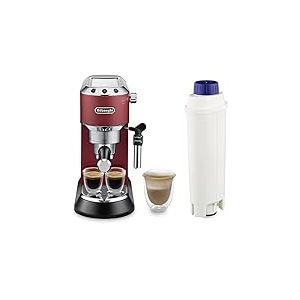 De'Longhi Dedica Style, Machine expresso pour pr&eacute;parer des boissons caf&eacute; et lact&eacute;es, EC685R, Rouge & DeLonghi DLSC002 Filtre &agrave; eau