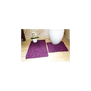 Rapport Ensemble Tapis de Bain et Contour WC en Coton torsadé, Coton, crème, 80 x 50 x 2 cm
