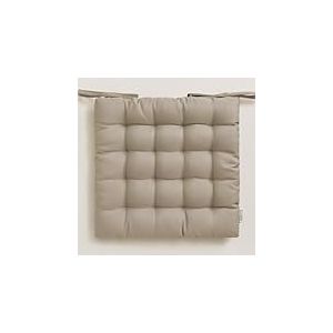 ROOM99 Coussins de Chaise avec Rubans Aura 40 x 40 x 4,5 cm Coussin d'assise rembourré, Galette de Chaise Interieur avec Attaches, antidérapants pour siège Beige, 1 pièce
