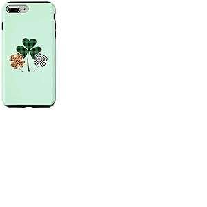 Three Clover Irish Shamrock Plaid Leopard St Patrick Day Coque pour iPhone 7 Plus/8 Plus