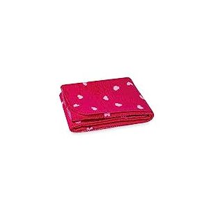 Julius Zöllner Plaid en Coton Jacquard | Taille 75 x 100 cm | Fabriqué en Allemagne | 100% Coton | Oeko-Tex Standard 100 | Petits cœurs Roses