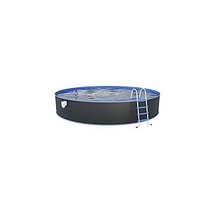 Steinbach Nuovo 011111G Piscine Murale en Acier Ø 450 x 120 cm Piscine Ronde Grise pour jusqu'à 17 200 l de capacité d'eau avec Film intérieur Bleu résistant à l'hiver et de Nombreux Accessoires