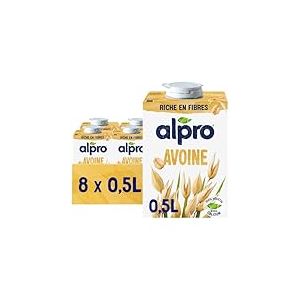 Alpro Avoine, Boisson V&eacute;g&eacute;tale Avoine 100% Europ&eacute;enne, Riche en Fibres, Sans Sucres Ajout&eacute;s, Sans Lactose, Source de Calcium et Vitamines B2 & D2, Texture Onctueuse, Format Pratique 8x500mL