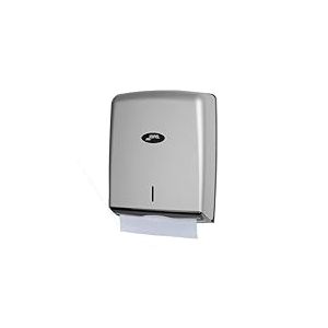 Jofel - Distributeur d'essuie-Mains, essuie-Visage, Distributeur d'essuie-Mains Mural, jusqu'à 600 essuie-Mains en Zigzag, hygiénique, boîtier ABS de Haute qualité, Valor AH37300, Argent